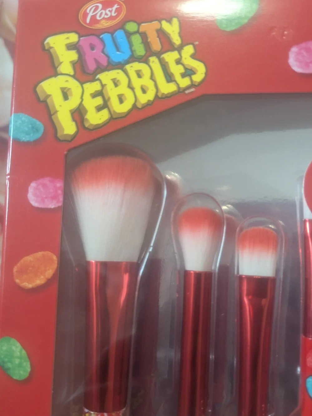 Fruity Pebbles Red Cosmetic Brush Set - Ost Licensed 4-Piece